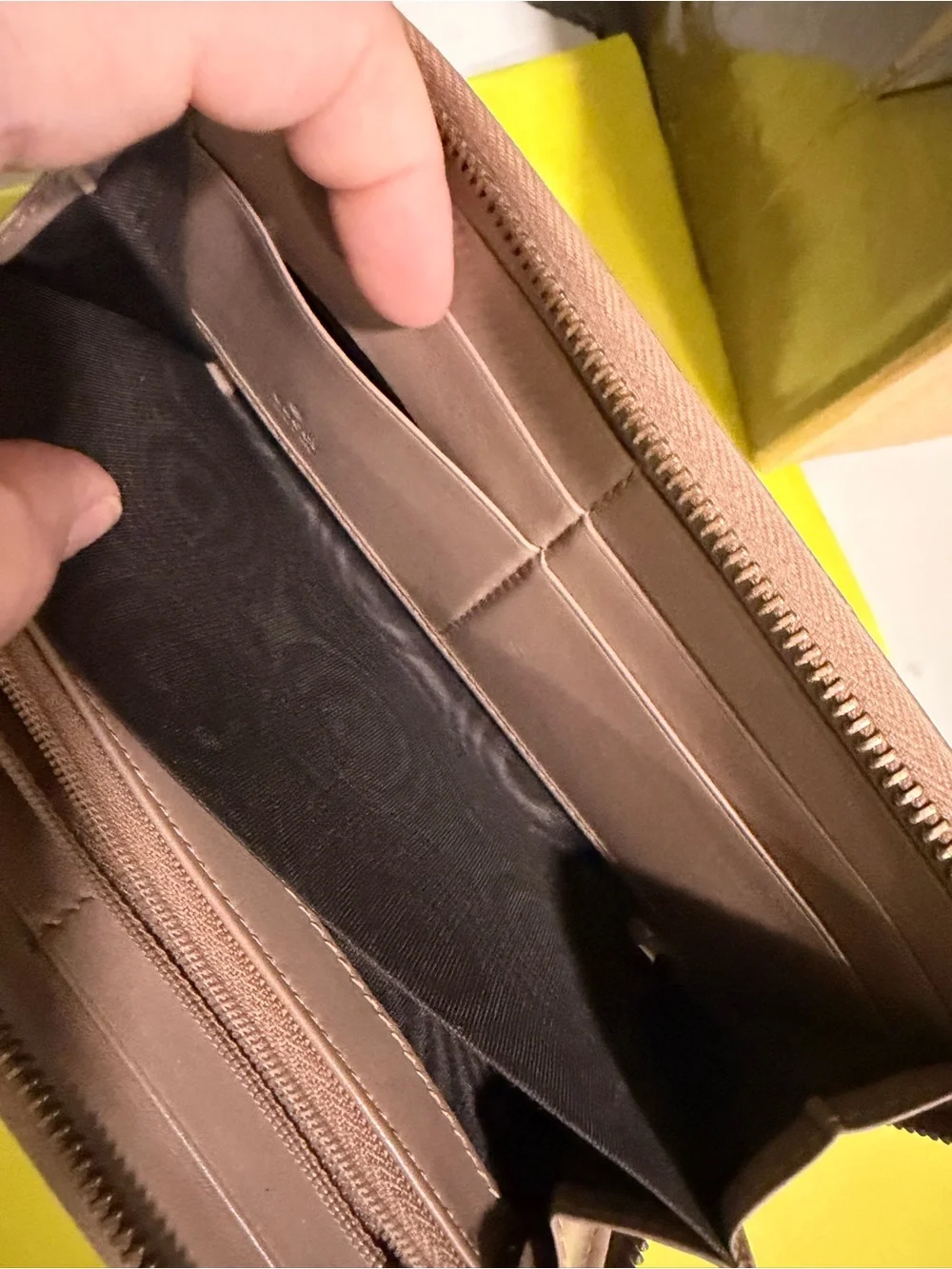 Gucci Taupe Chevron Quilted Continental Wallet with Gold GG